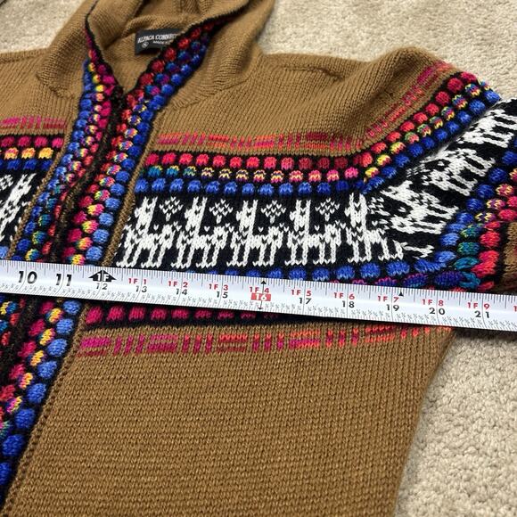 Alpaca Connection Peruvian Zip Up Hoodie Sweater XL Multicolor Boho Womens - Picture 9 of 11